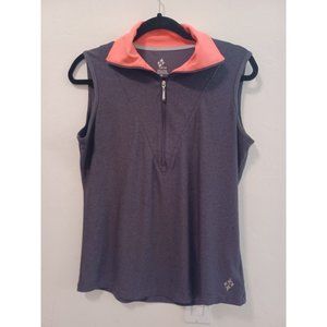 JoFit Top Womens Sz M Gray Sleeveless 1/4 Zip Golf Tennis Pickleball Active